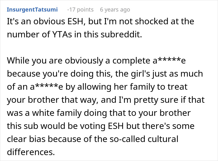 Reddit comment about family events and cultural bias in judgment Reddit comment about family events and cultural bias in judgment