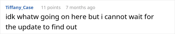 Comment expressing anticipation for update on restaurant tantrum
