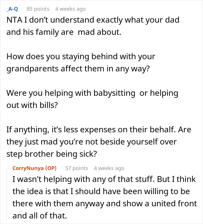 Text conversation about family disagreement over teen prioritizing education