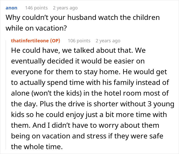 Pregnant woman explains husband watching kids on family vacation isn't feasible Pregnant woman explains husband watching kids on family vacation isn't feasible