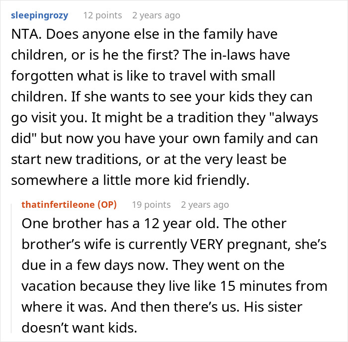 Comment discussing family dynamics and children in stressful family vacation situation Comment discussing family dynamics and children in stressful family vacation situation