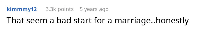 User comment calling repeated proposals a bad start for a marriage