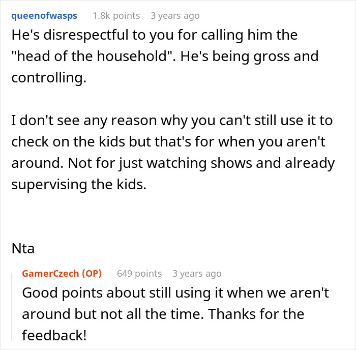 Controlling Man Insists On Keeping Indoor Camera On All The Time, Mad At Wife For Turning It Off Controlling Man Insists On Keeping Indoor Camera On All The Time, Mad At Wife For Turning It Off