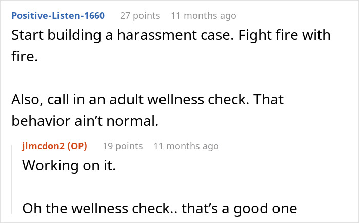 Comment advising to build harassment case against nightmare neighbor vandalizing car