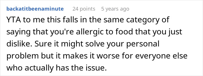 Comment comparing lying about fertility issues to food allergies Comment comparing lying about fertility issues to food allergies