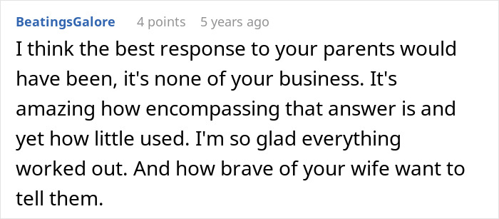 Comment praising bravery and response to adoption and fertility issues Comment praising bravery and response to adoption and fertility issues