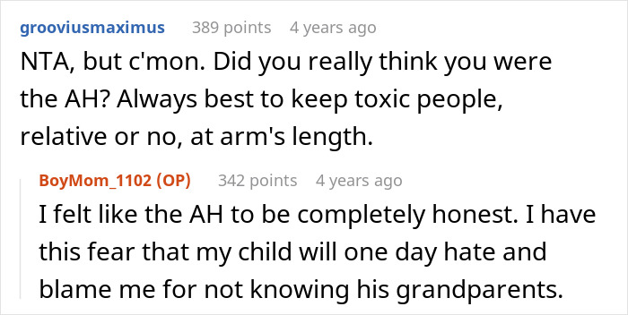 Reddit comments about disowning grandchild over circumcision, with advice to keep toxic people at arm's length.