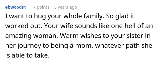 Comment praising wife and sending warm wishes for adoption and family journey Comment praising wife and sending warm wishes for adoption and family journey