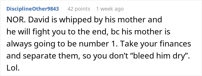 User suggests separating finances to avoid MIL's control and husband's interference User suggests separating finances to avoid MIL's control and husband's interference