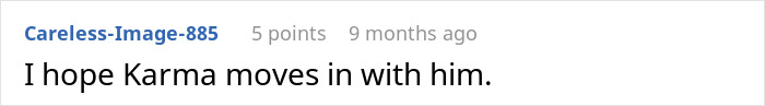 Comment hoping for karma to affect greedy husband Comment hoping for karma to affect greedy husband