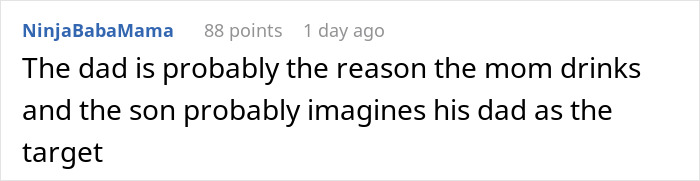 Comment about family issues linked to dad's behavior