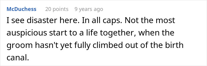 Comment about wedding cake disaster and groom's early struggles Comment about wedding cake disaster and groom's early struggles