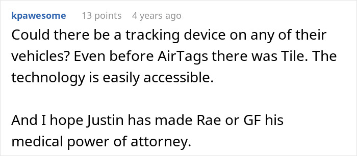Suggestion of tracking devices on cult vehicles and medical power of attorney for protection