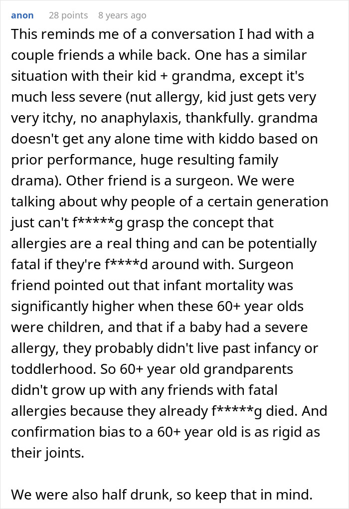 A Reddit post discusses a MIL refusing to believe grandkids allergies are real, leading to a scary situation.