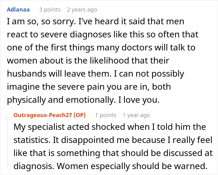 Sympathetic message discussing husbands leaving wives during cancer diagnosis and emotional pain Sympathetic message discussing husbands leaving wives during cancer diagnosis and emotional pain