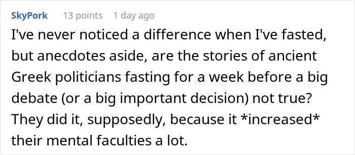 Discussion on ancient Greek politicians fasting and its impact on mental faculties Discussion on ancient Greek politicians fasting and its impact on mental faculties
