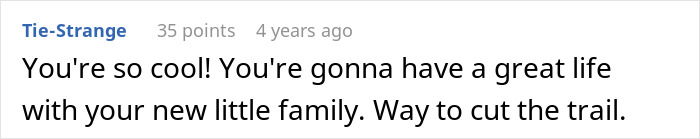 A Reddit comment from Tie-Strange offering congratulations, an example of grandchild disowning due to circumcision.