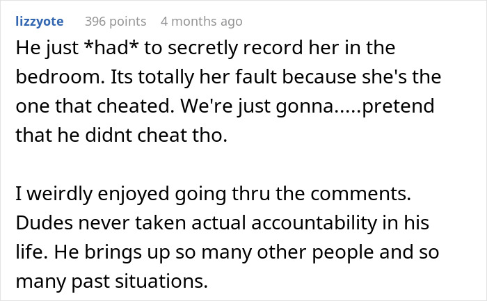 Comments on man secretly recording wife in bedroom and cheating accusations