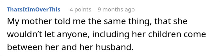 Mother refusing to let children interfere in relationship with husband Mother refusing to let children interfere in relationship with husband