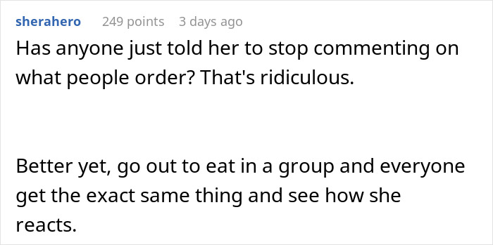 Comments discuss woman throwing tantrum at restaurant over boyfriend's brother's order