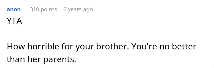 Comment condemns family ban in brother and girlfriend conflict discussion Comment condemns family ban in brother and girlfriend conflict discussion