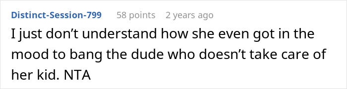 Comment questioning sister's decision to be with partner who neglects her child