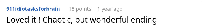 Positive comment on chaotic but wonderful wedding ending Positive comment on chaotic but wonderful wedding ending
