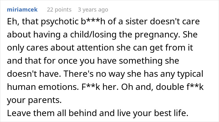 Comment criticizing sister's lack of typical emotions about pregnancy Comment criticizing sister's lack of typical emotions about pregnancy