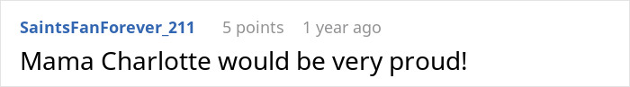Comment referencing Mama Charlotte's pride Comment referencing Mama Charlotte's pride