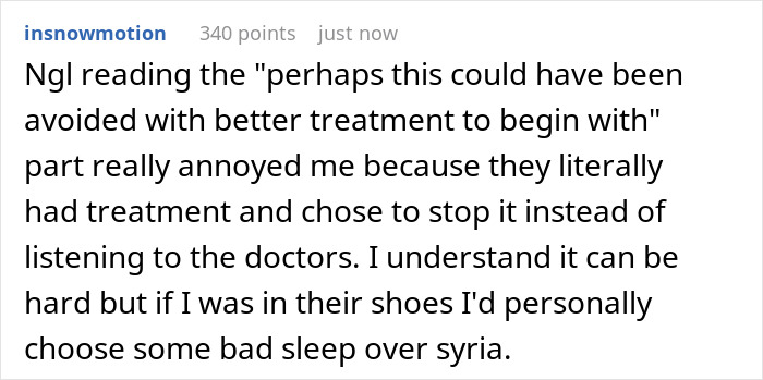 A user's Reddit comment about treatment. This relates to a wife becomes Muslim overnight scenario.