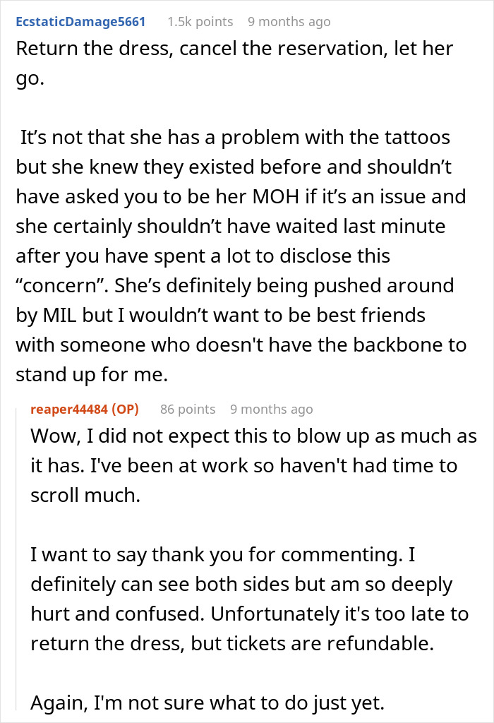 Maid Of Honor Gets Her Title Taken Away Because Her Tattoos Aren’t Suitable For Church Anymore Maid Of Honor Gets Her Title Taken Away Because Her Tattoos Aren’t Suitable For Church Anymore