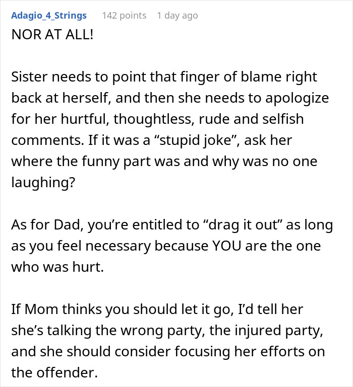 Detailed comment on sister's rude comment and fair blame in babysitting conflict Detailed comment on sister's rude comment and fair blame in babysitting conflict