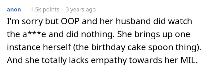 Reddit comment criticizing daughter-in-law's lack of empathy in $60K wedding story