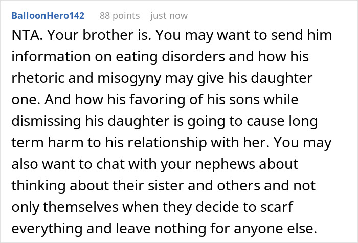 Woman Secretly Buys Niece Food After Brother&rsquo;s Sexist And Fatphobic Comment, He Loses It