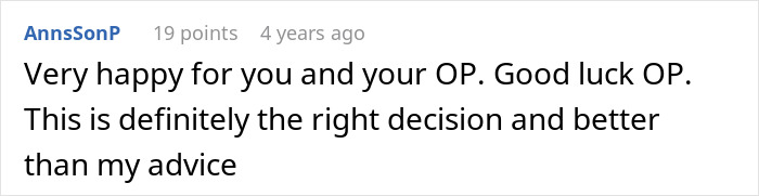 A Reddit comment supporting the OP's decision, possibly related to a grandchild's circumcision dilemma or adoption.
