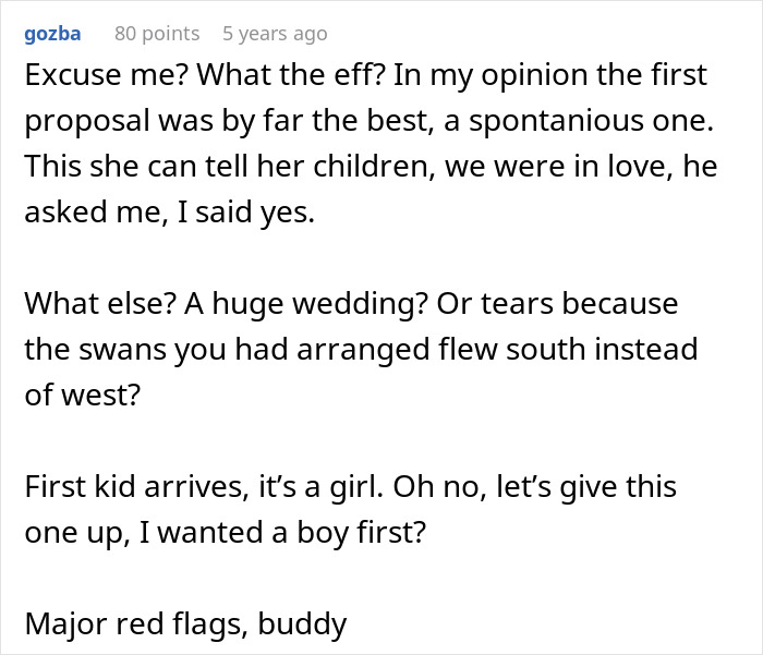 Comment says first spontaneous proposal was best