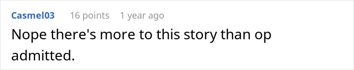 A comment from user Casmel03 saying, "Nope there's more to this story than op admitted," related to a man feeling like a loser and a failure.