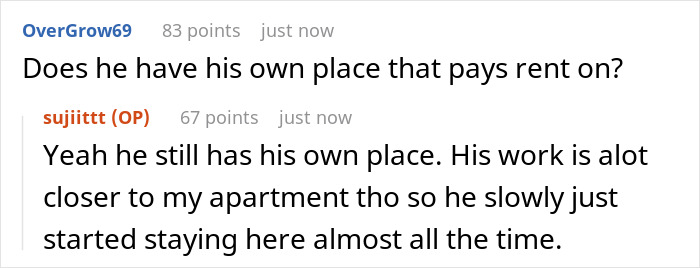 Guy Is Baffled After Girlfriend Calls Him Out On His Strange Behavior: "You Basically Live In My Apartment" Guy Is Baffled After Girlfriend Calls Him Out On His Strange Behavior: "You Basically Live In My Apartment"