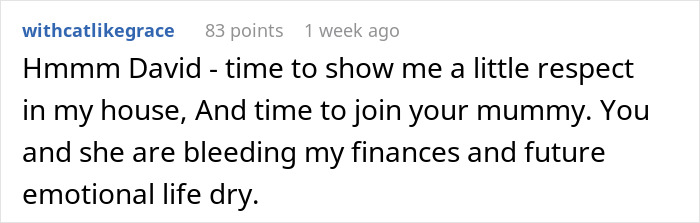 Reddit comment about experiencing financial and emotional strain from MIL and husband Reddit comment about experiencing financial and emotional strain from MIL and husband