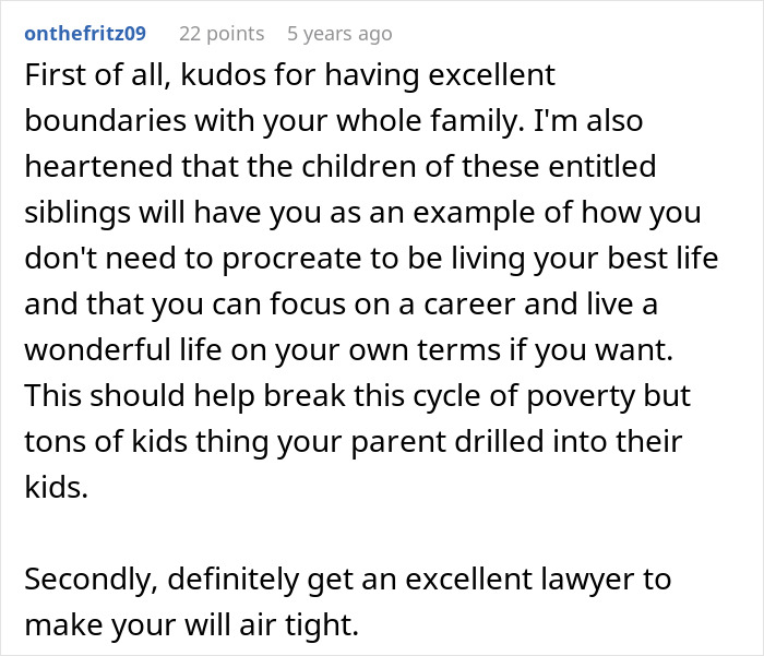 Comment praising boundaries and career focus in rich daughter family dispute Comment praising boundaries and career focus in rich daughter family dispute
