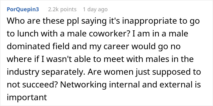 Reddit comment discussing a lunch invite with a male coworker and if it's a casual or date scenario.