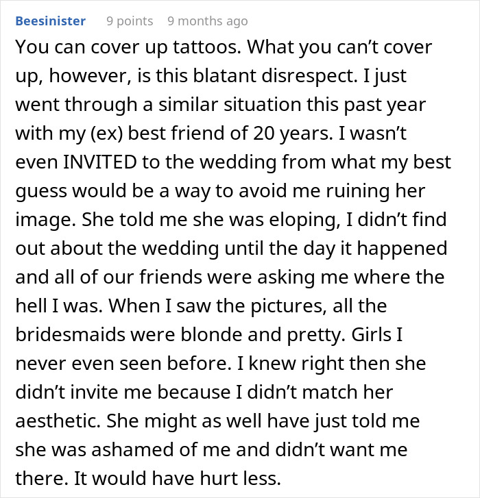 Maid Of Honor Gets Her Title Taken Away Because Her Tattoos Aren’t Suitable For Church Anymore Maid Of Honor Gets Her Title Taken Away Because Her Tattoos Aren’t Suitable For Church Anymore
