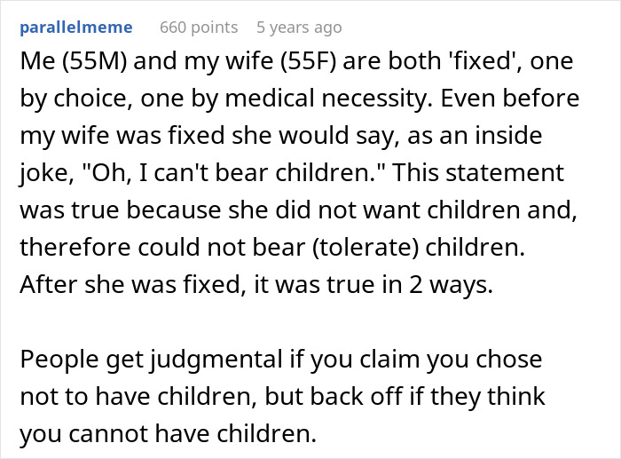Reddit comment about choice and medical necessity in fertility and adoption Reddit comment about choice and medical necessity in fertility and adoption