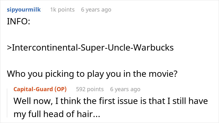 Reddit comments about movie casting and full head of hair
