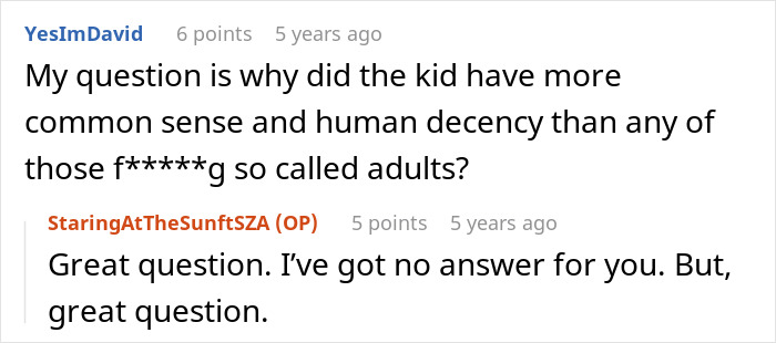 Questioning adult decency in a dinner fiasco story Questioning adult decency in a dinner fiasco story