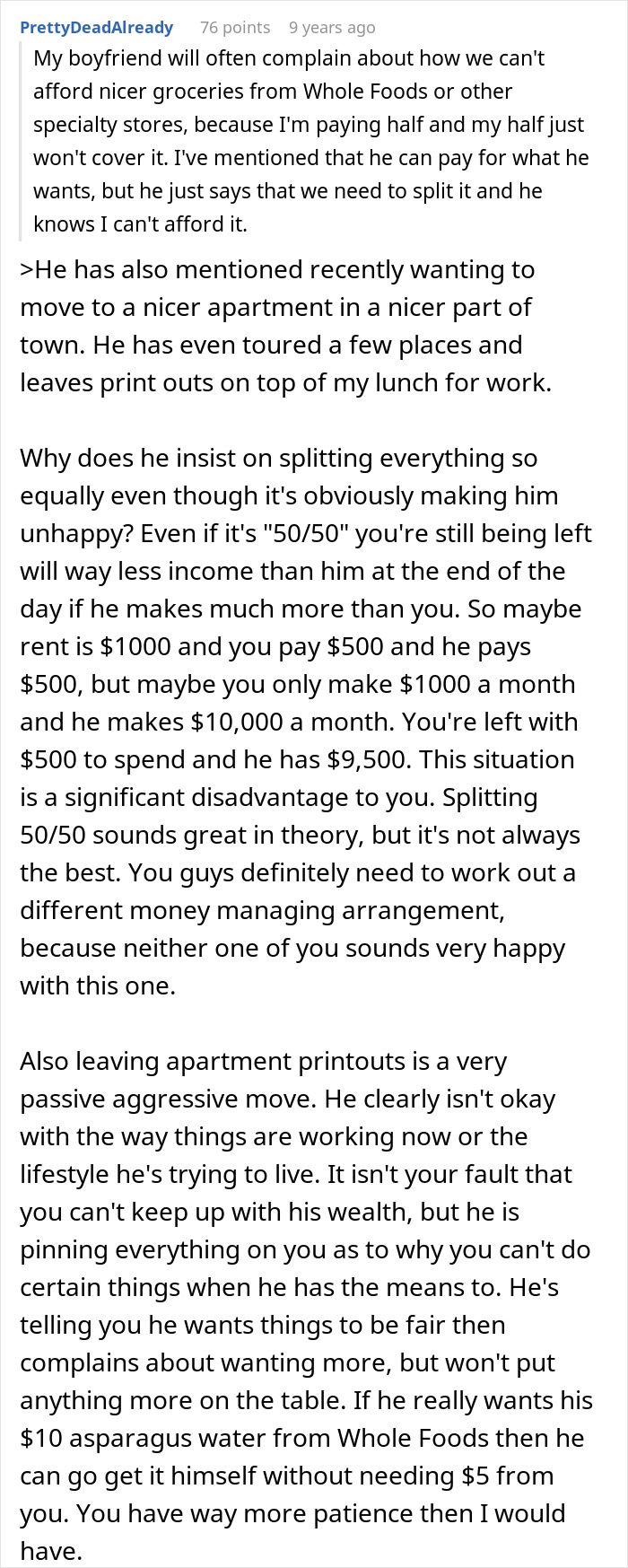 Discussion on financial imbalance and rent splitting challenges with wealthy boyfriend Discussion on financial imbalance and rent splitting challenges with wealthy boyfriend