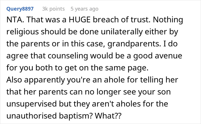 Couple Returns From Trip To Discover MIL Secretly Baptized Their Child, Dad Has Major Meltdown
