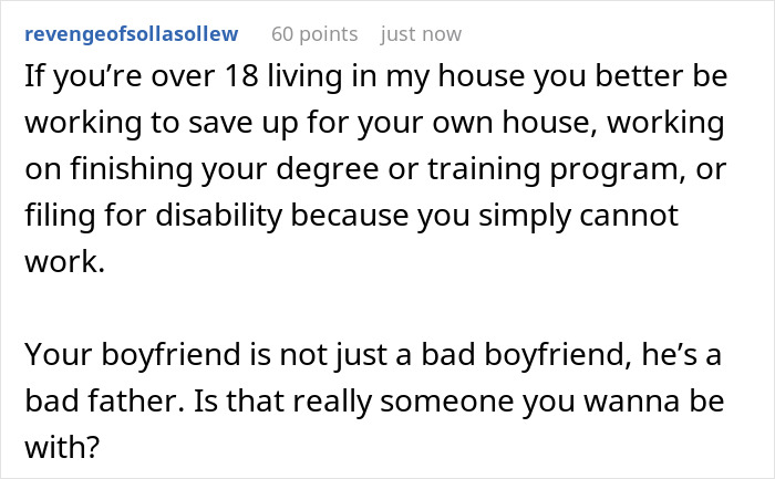 Reddit comment regarding a woman expected to be a maid to her BF's kids, suggesting the boyfriend is also a bad father.