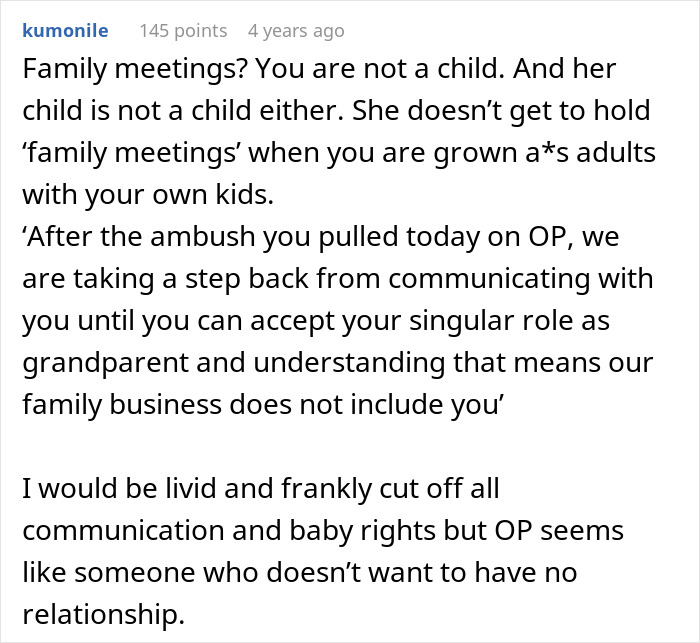A Reddit post by kumonile discussing a MIL disowning grandchild over circumcision, then asking to adopt him.