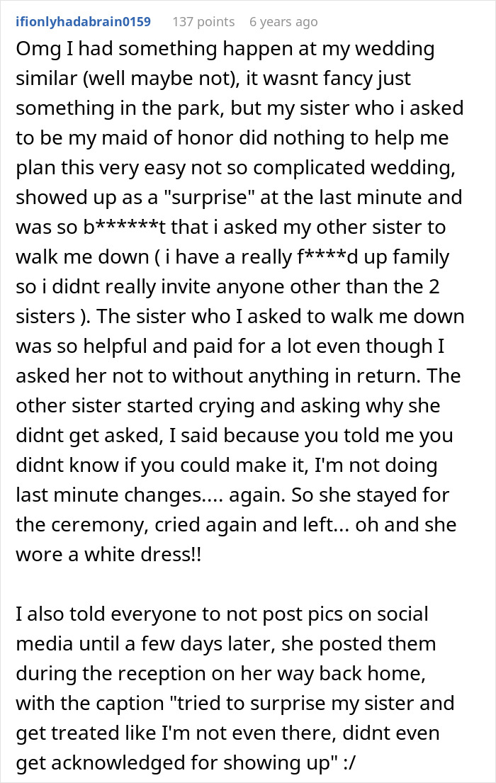 Woman Cries At Sister's Wedding Out Of Jealousy, Mom Tells Bride To Be "Less Happy" During Event Woman Cries At Sister's Wedding Out Of Jealousy, Mom Tells Bride To Be "Less Happy" During Event